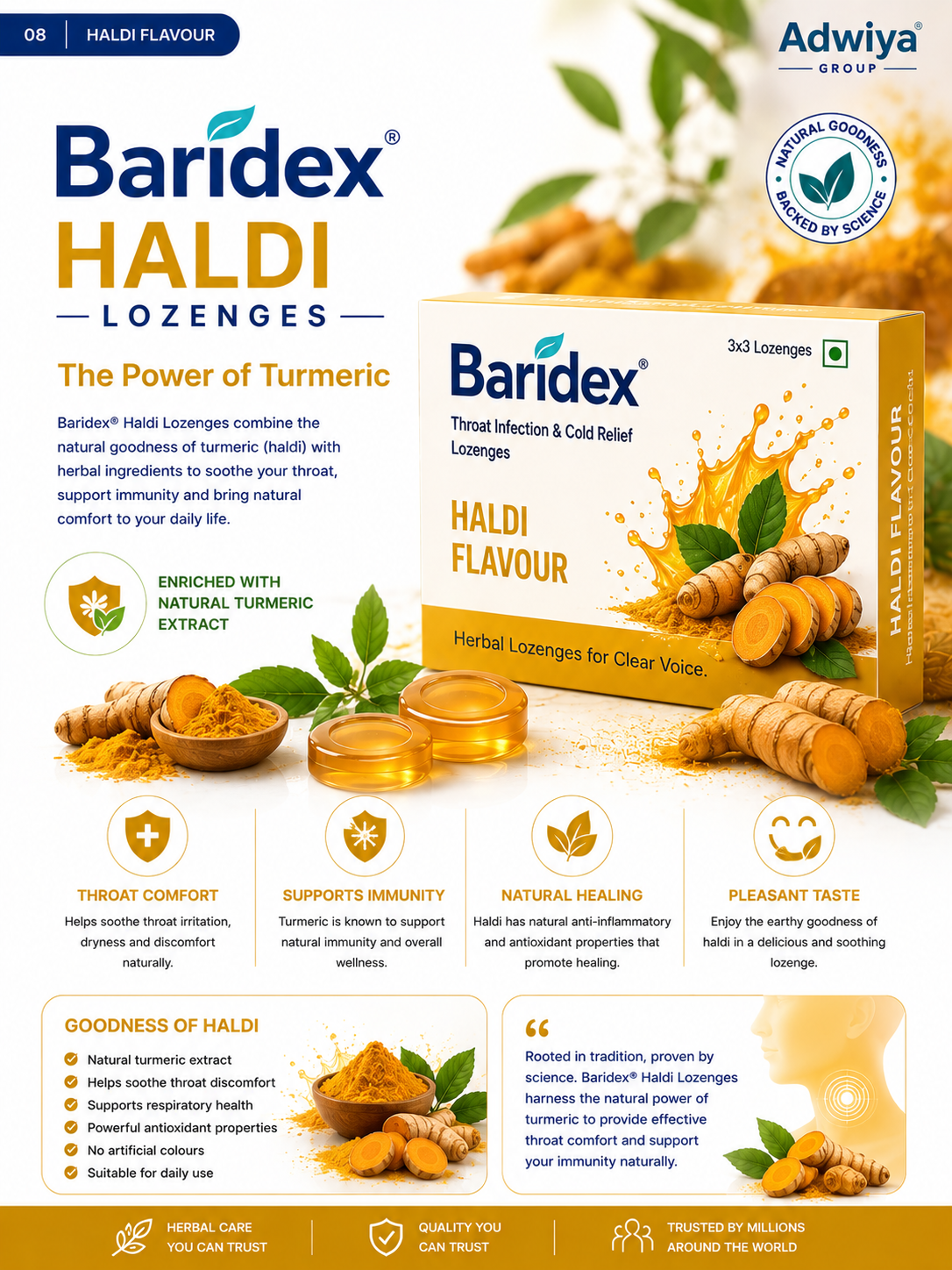 Baridex Haldi lozenges brochure page
