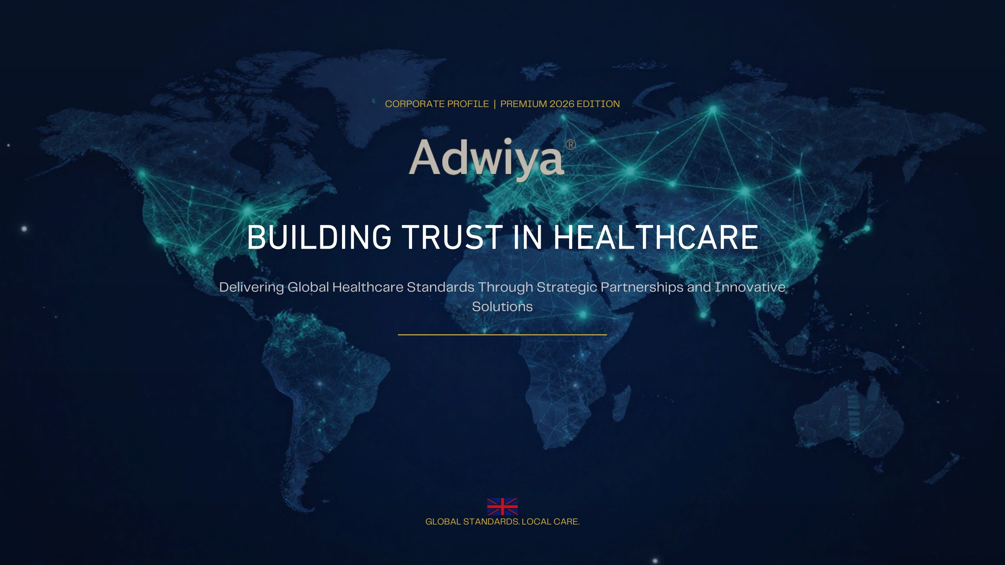 Adwiya Group corporate profile cover — Building trust in healthcare